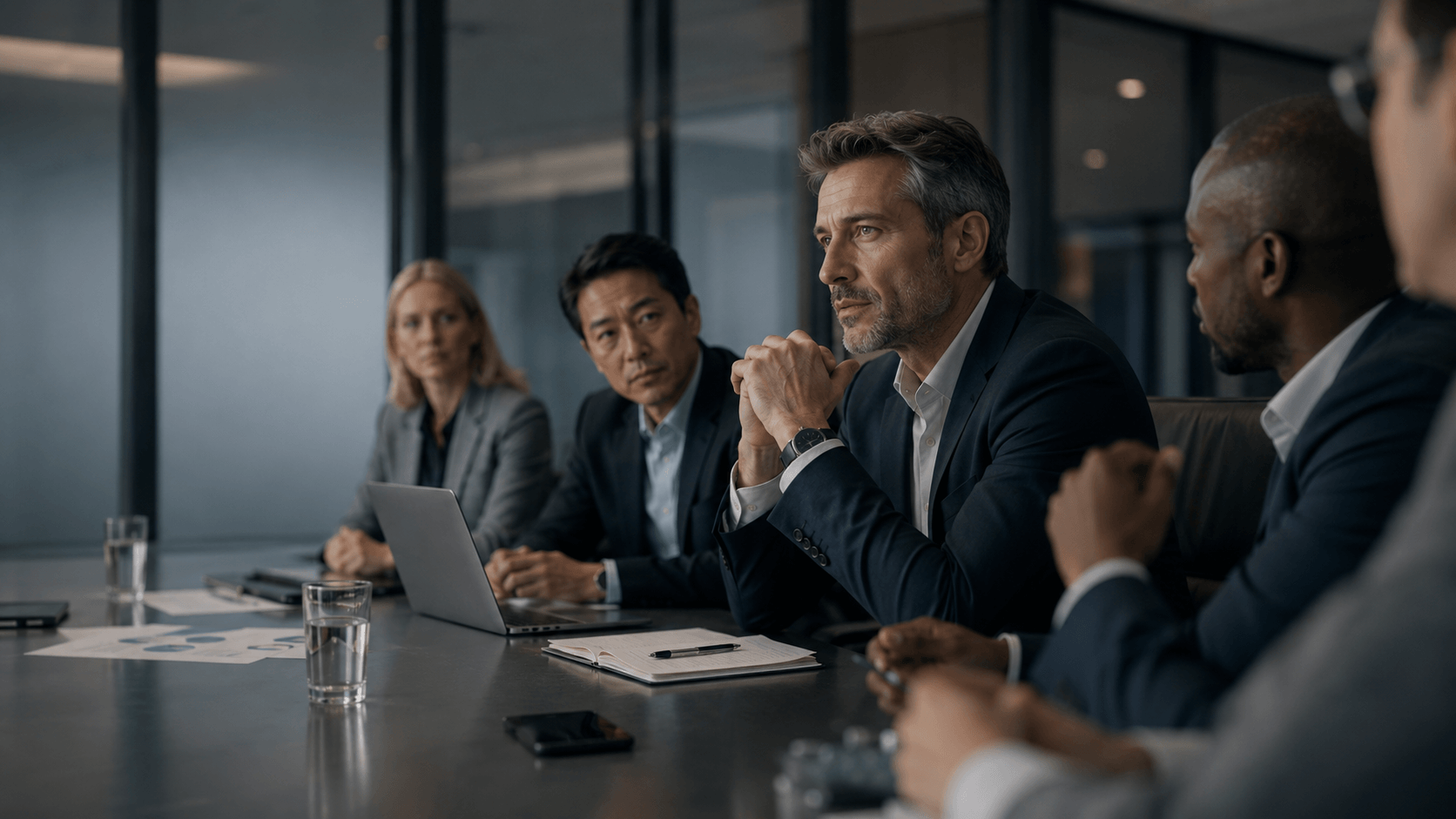 Executives at a boardroom table